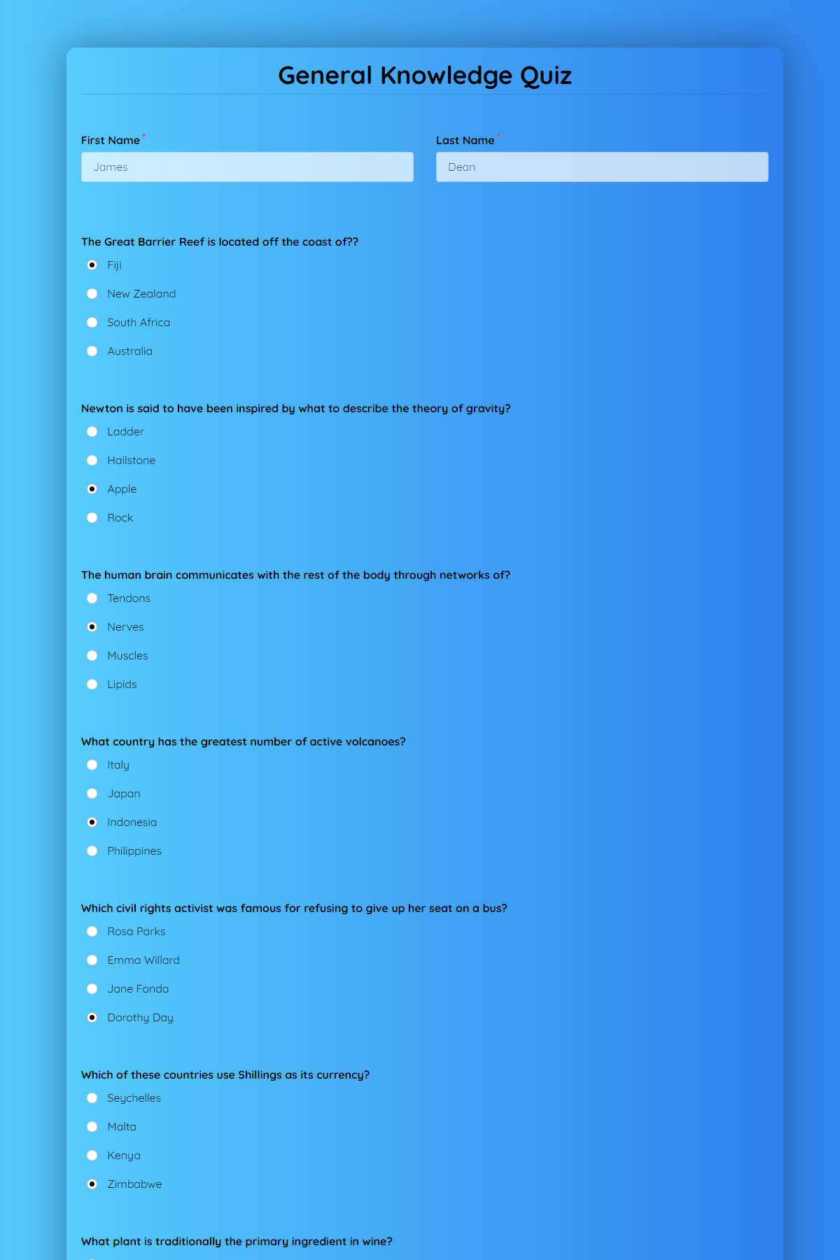 General Knowledge Quiz Template Formplus