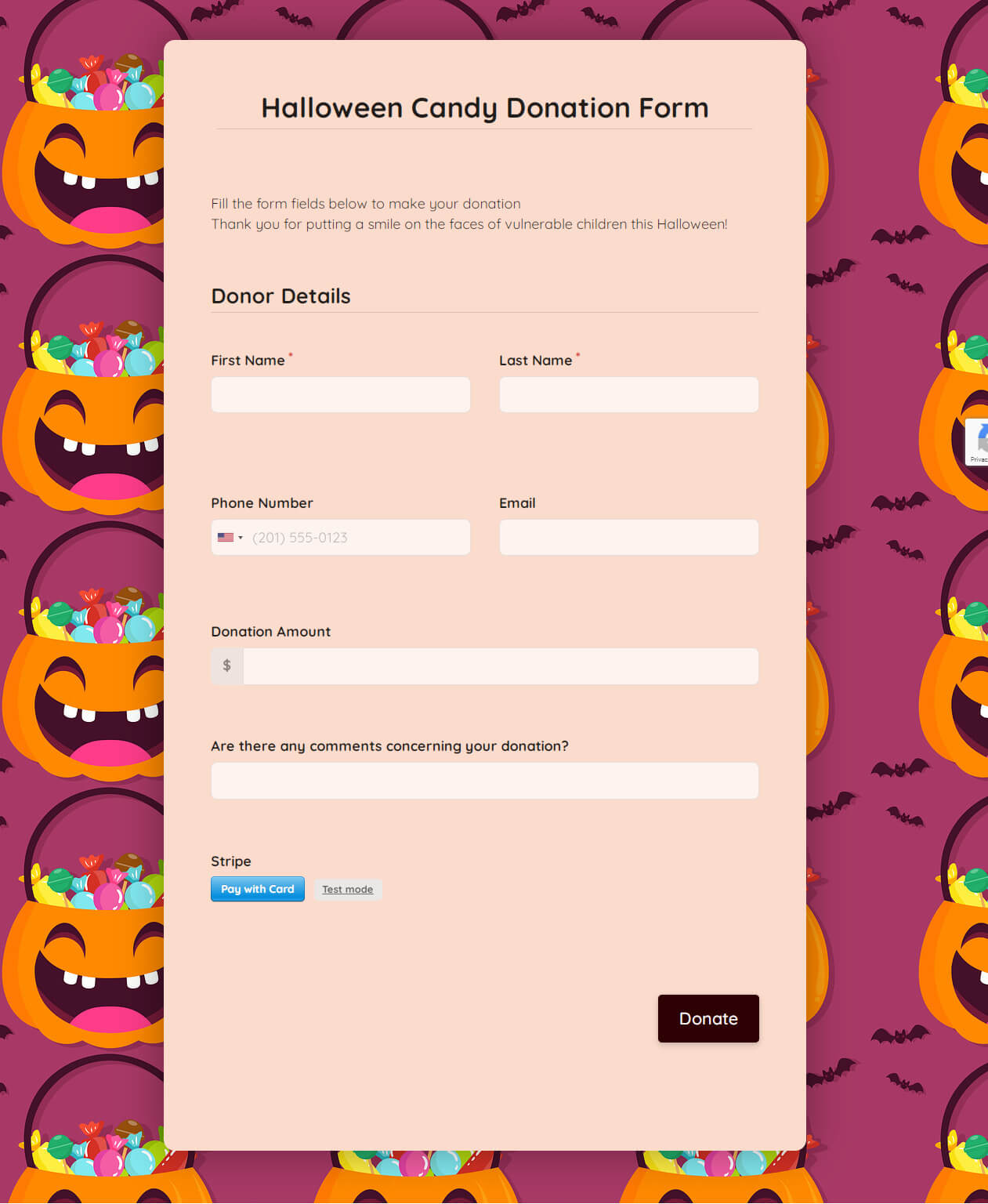 Halloween Candy Donation Form Template template