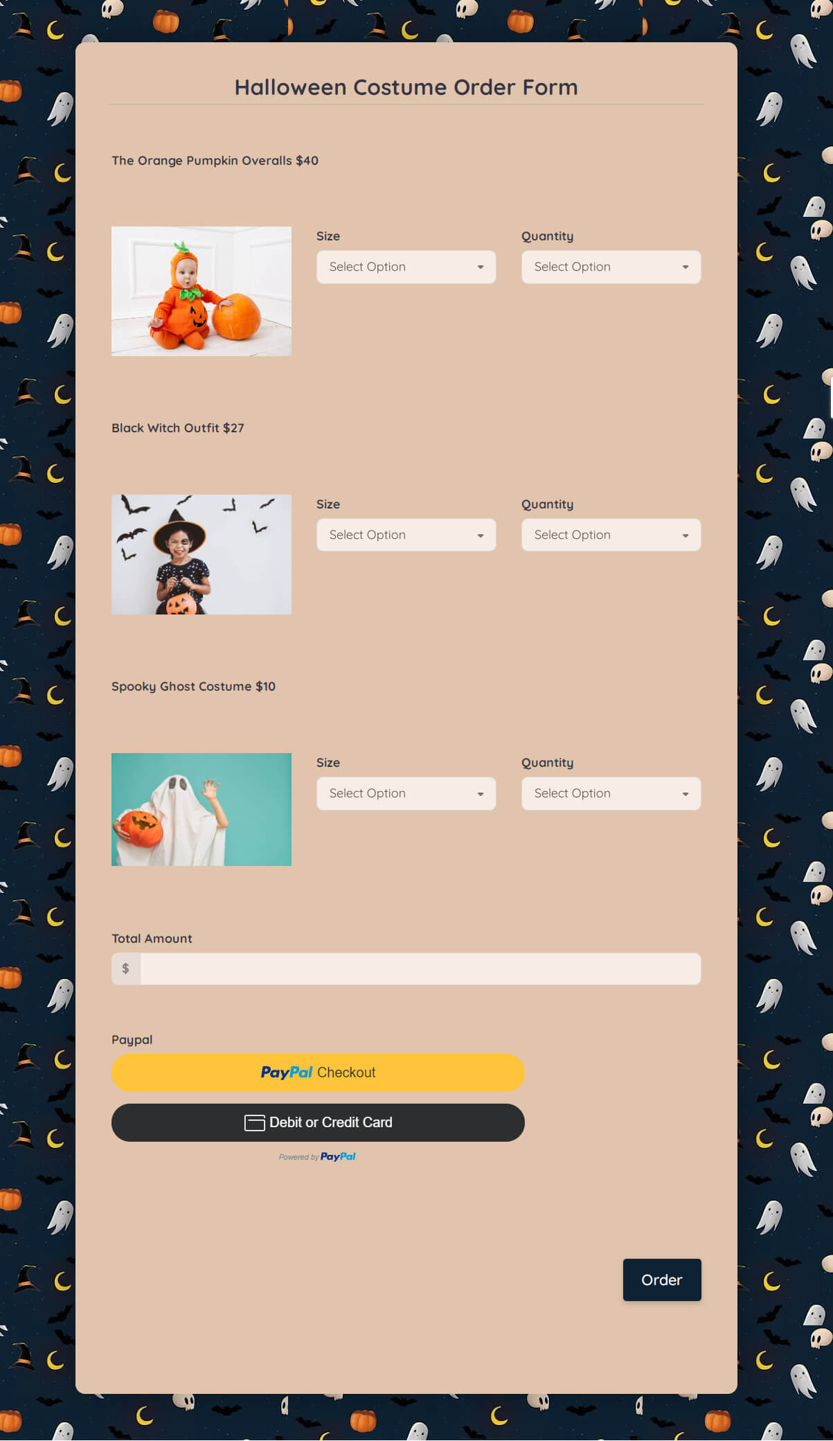 Halloween Costume Order Form Template Formplus