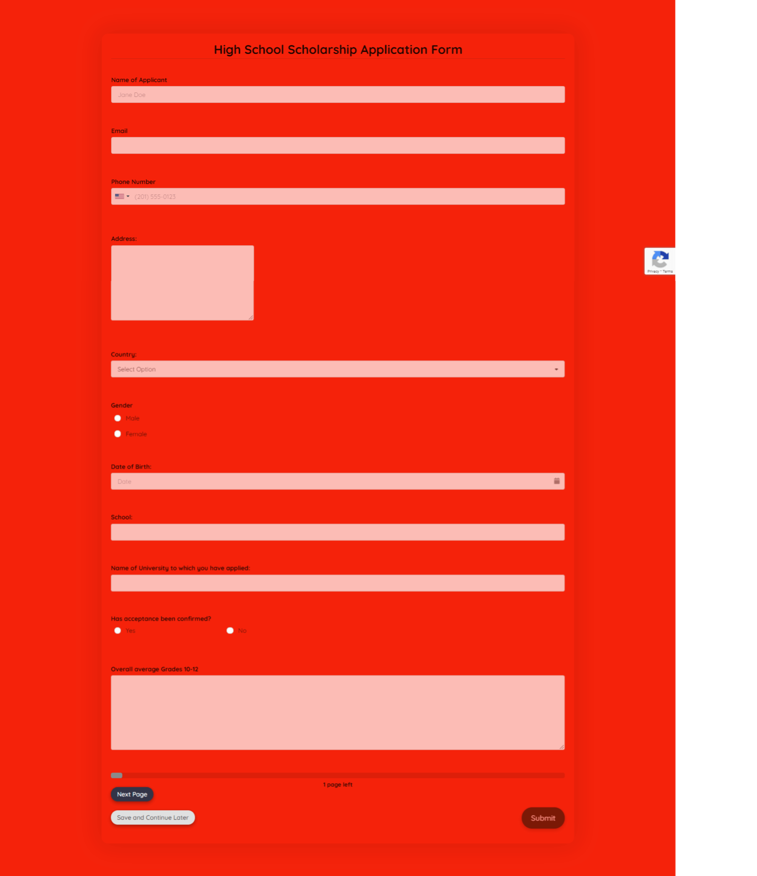 Scholarship Application Form Template