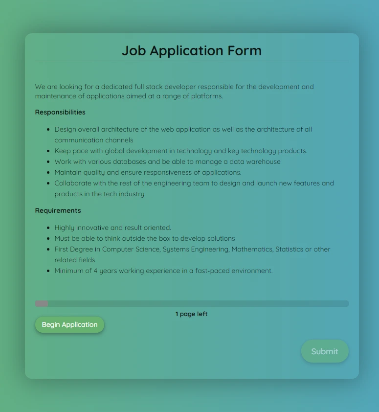 Job Application Survey Template for Online Applications