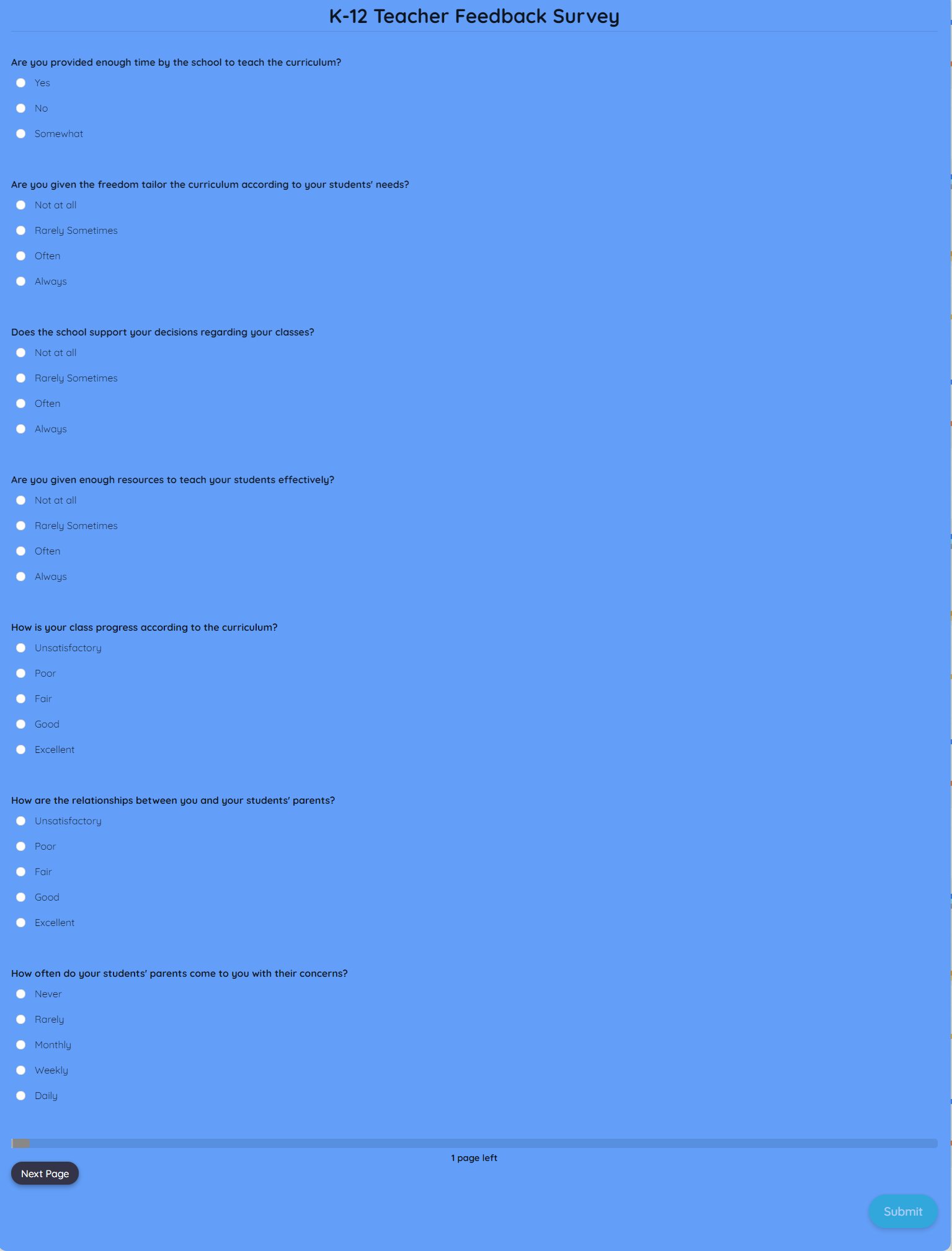 K 12 Teacher Feedback Form Template template