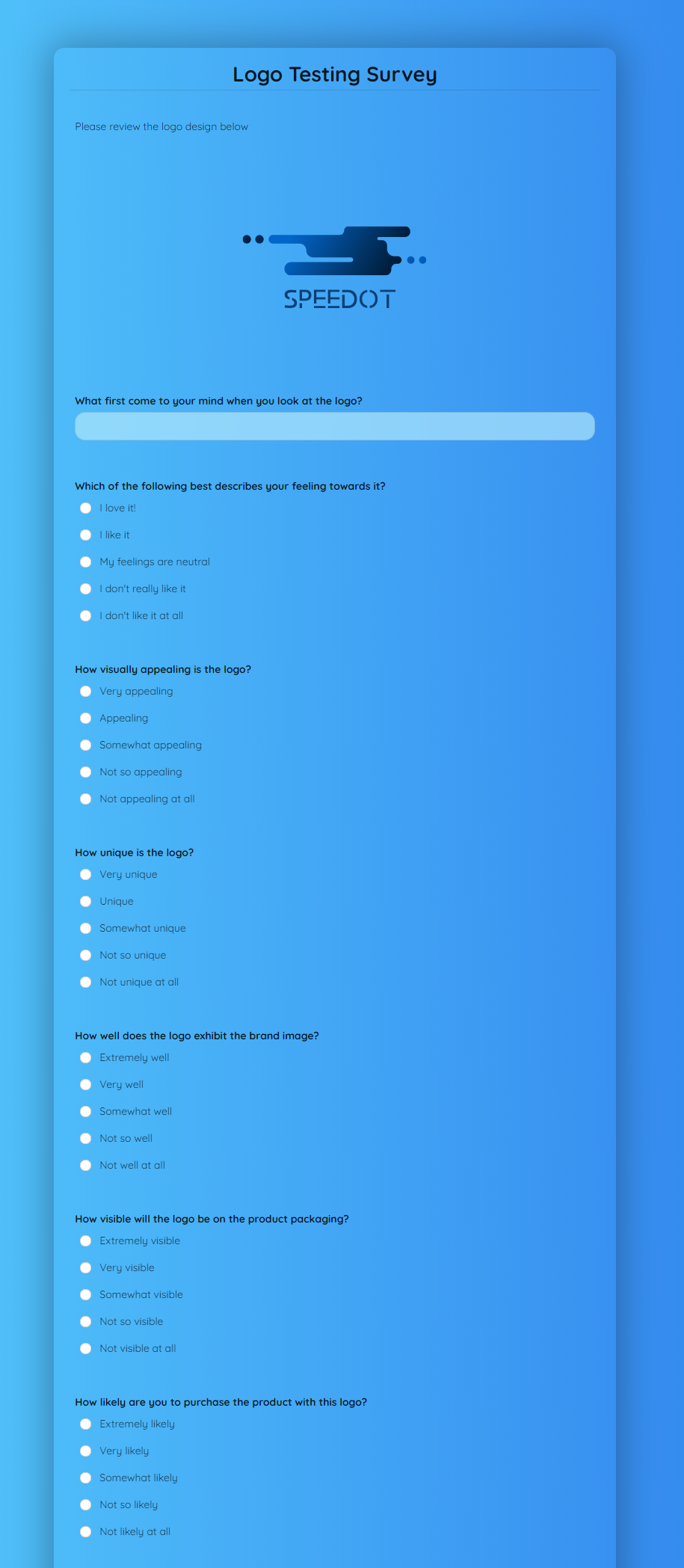 Logo Testing Survey Template template