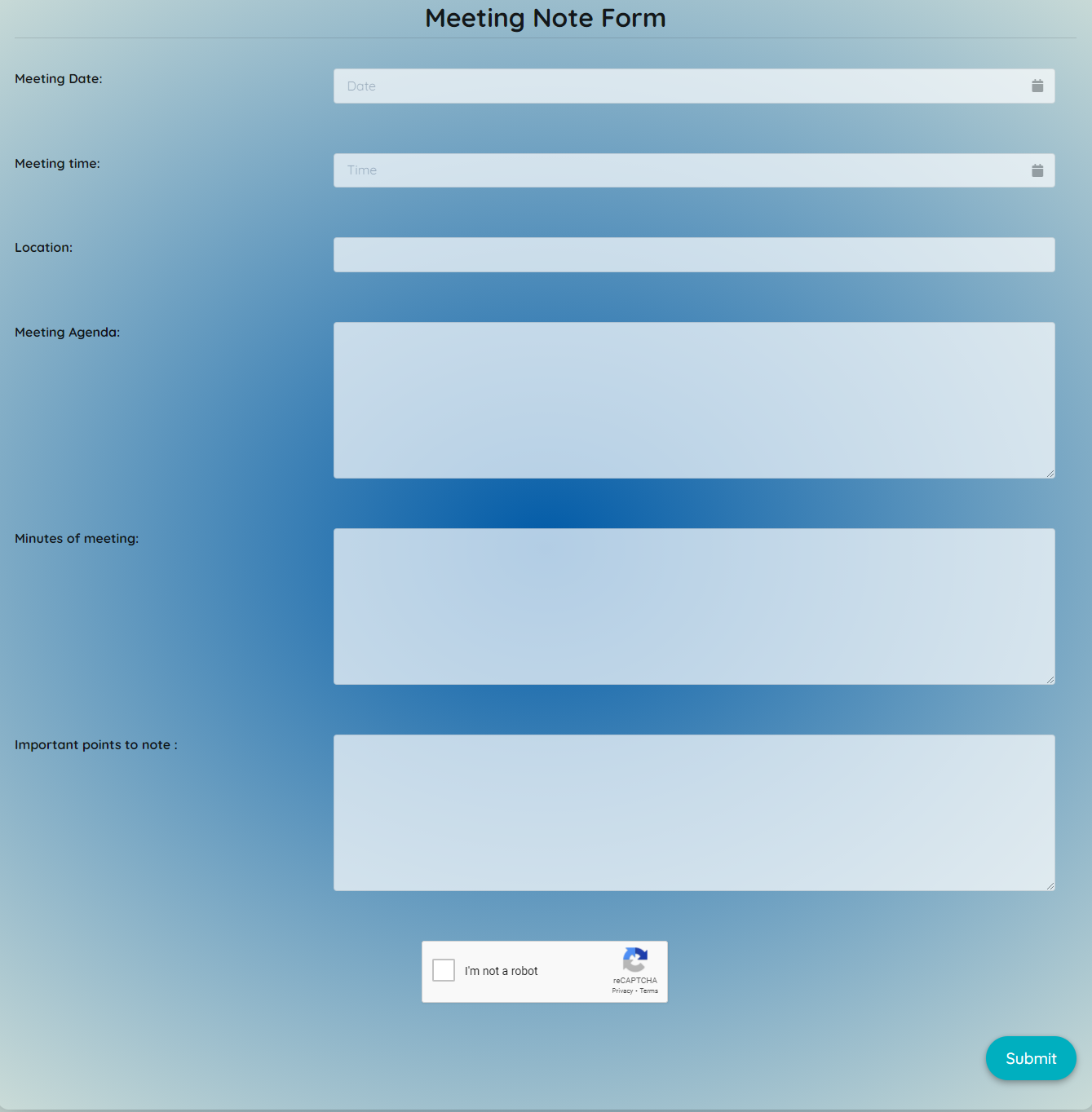 Meeting Note Form Template template