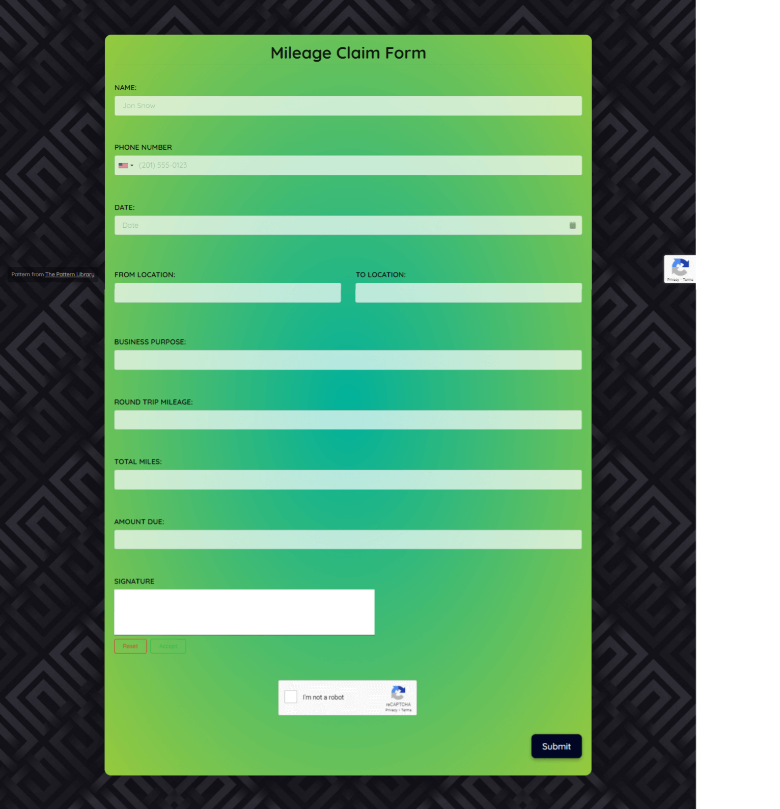 Free Mileage Claim Form Template template