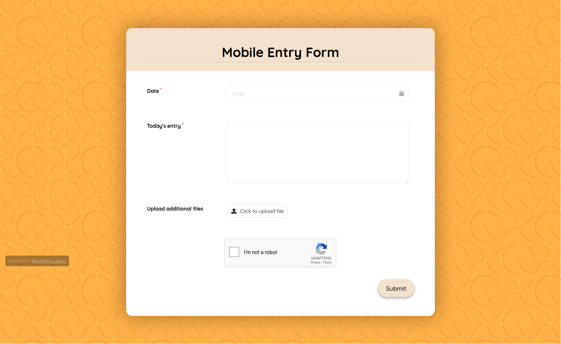 Mobile Form Template template