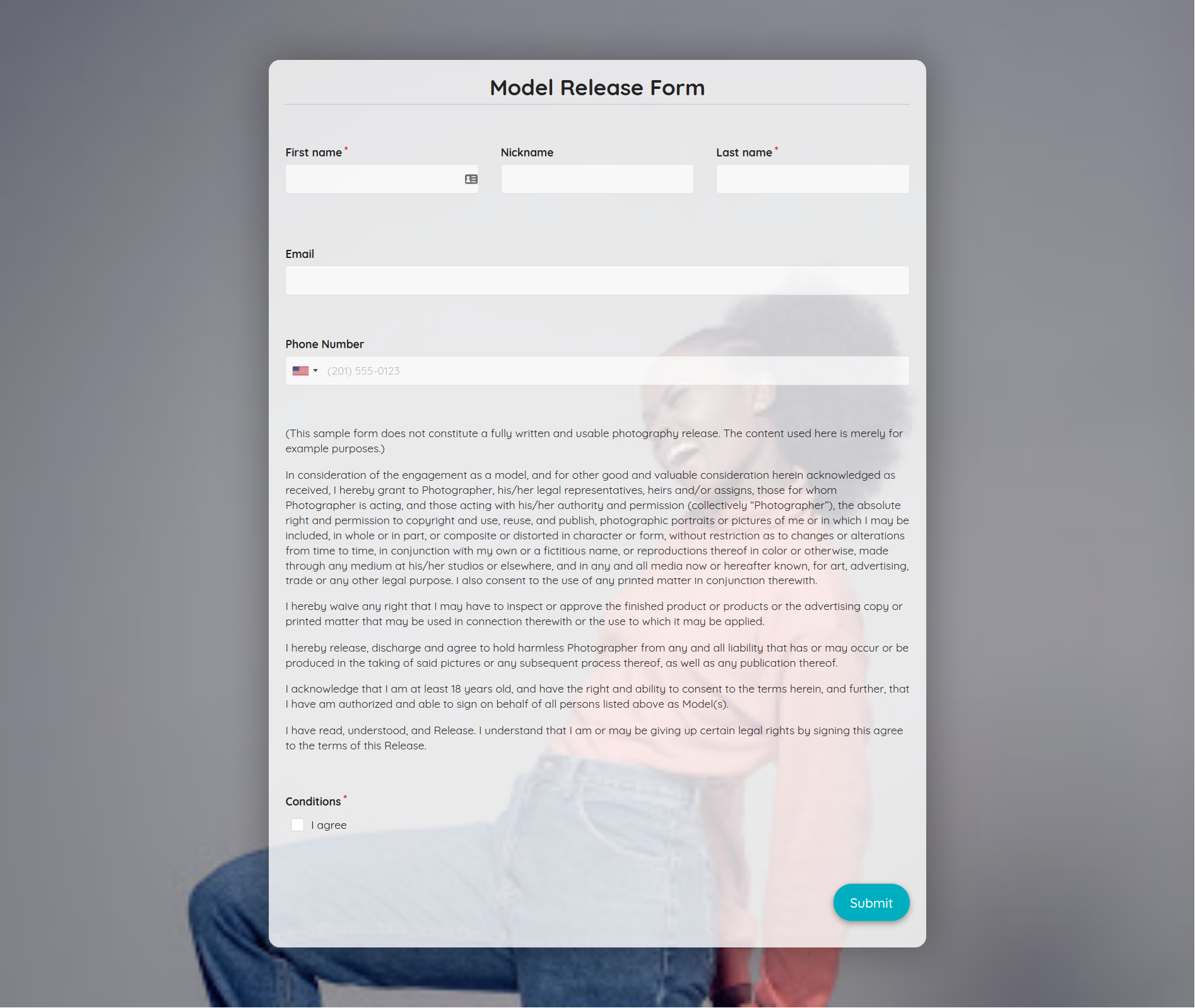 Model Release Form Template template