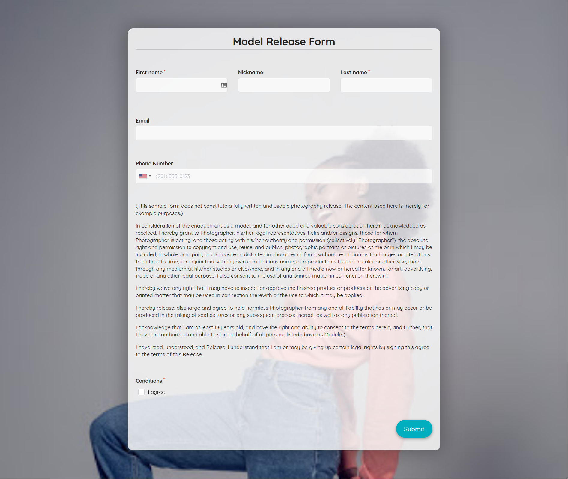 Model Release Form Template Formplus