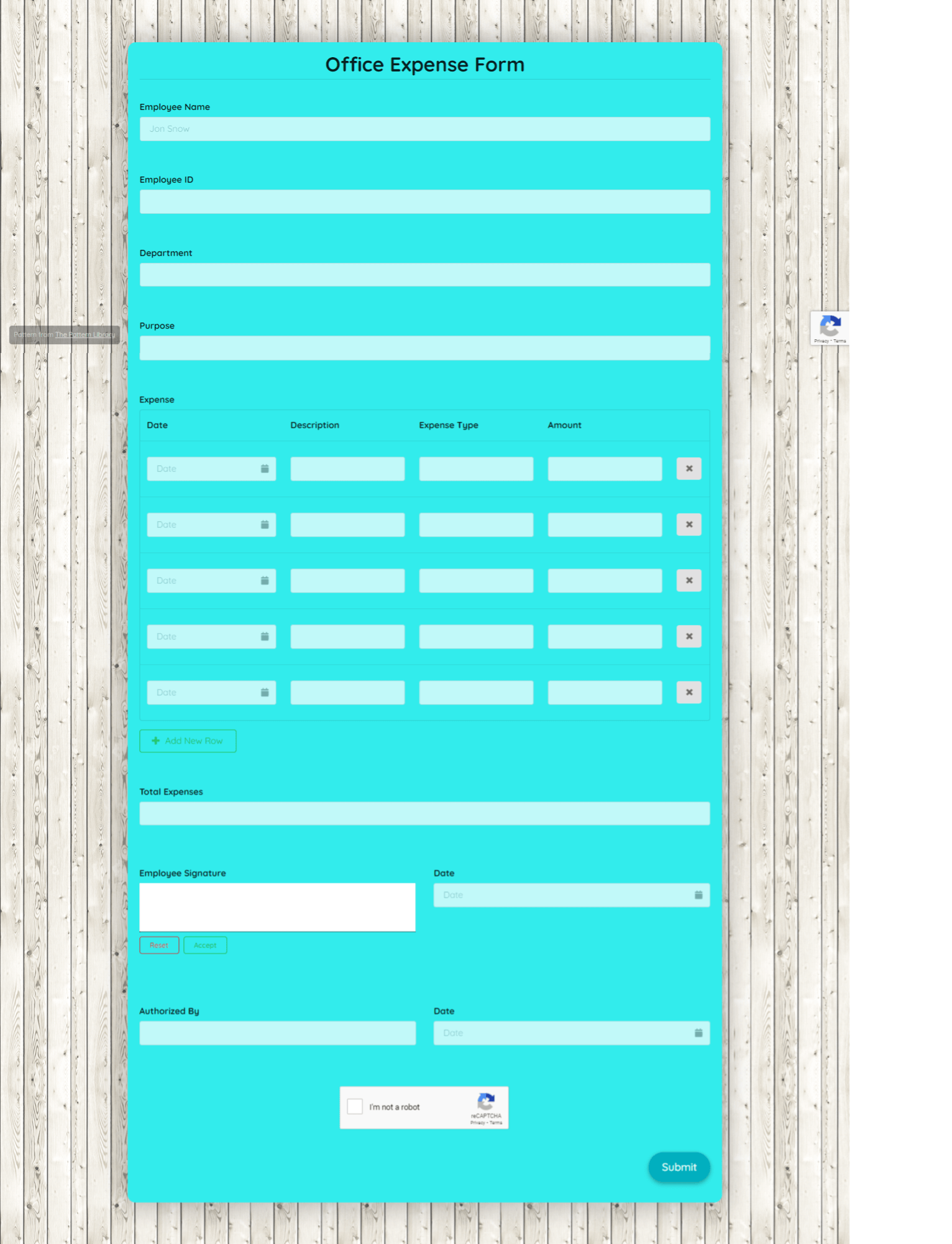 Office Expense Form Template template