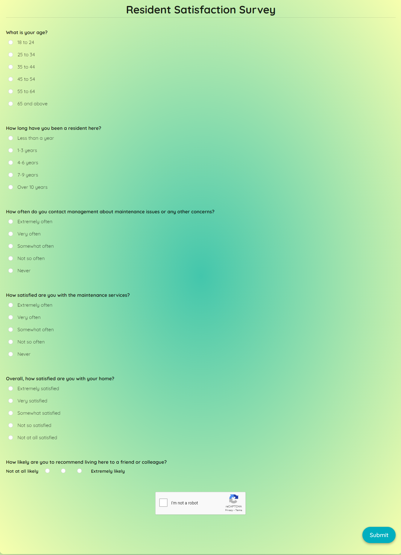 Resident Satisfaction Survey Template template