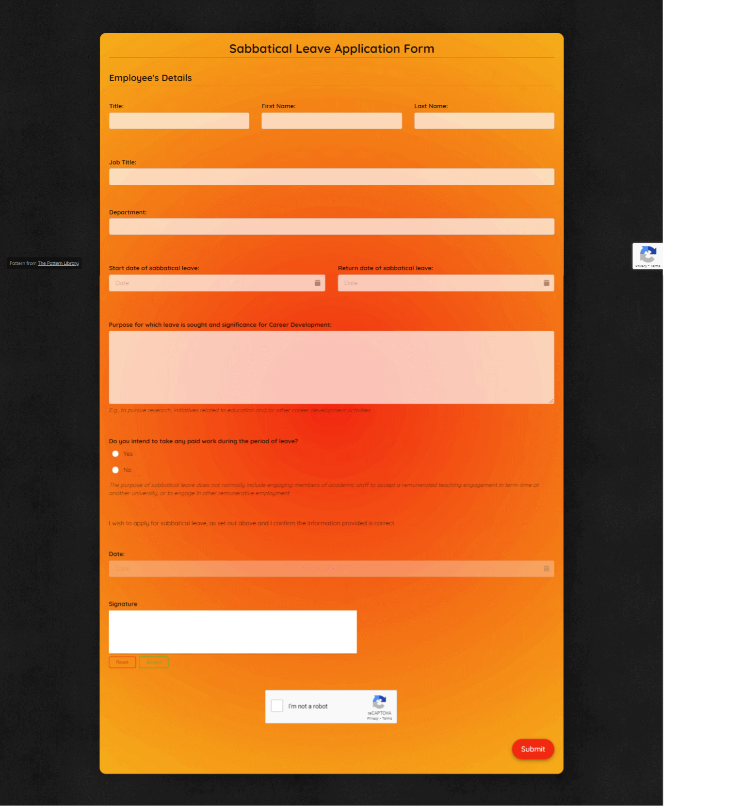 Sabbatical Leave Application Form Template Formplus