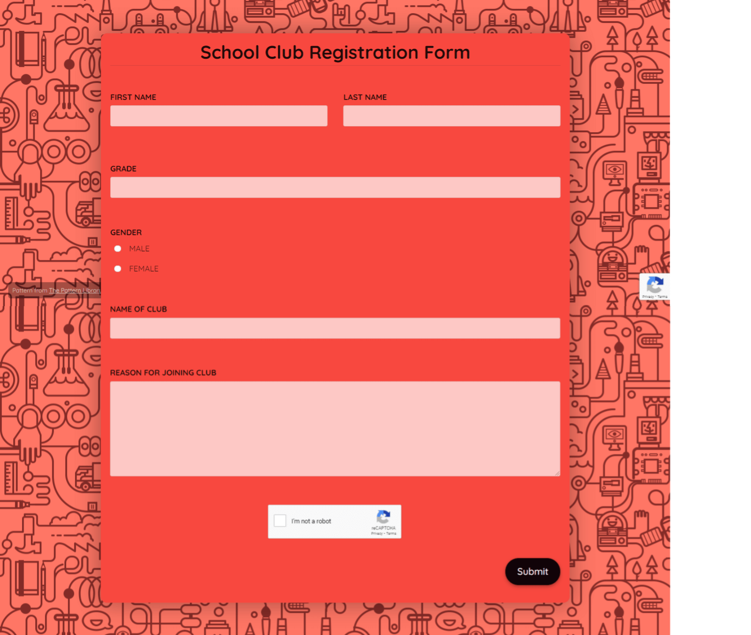 School Club Registration Form Template template