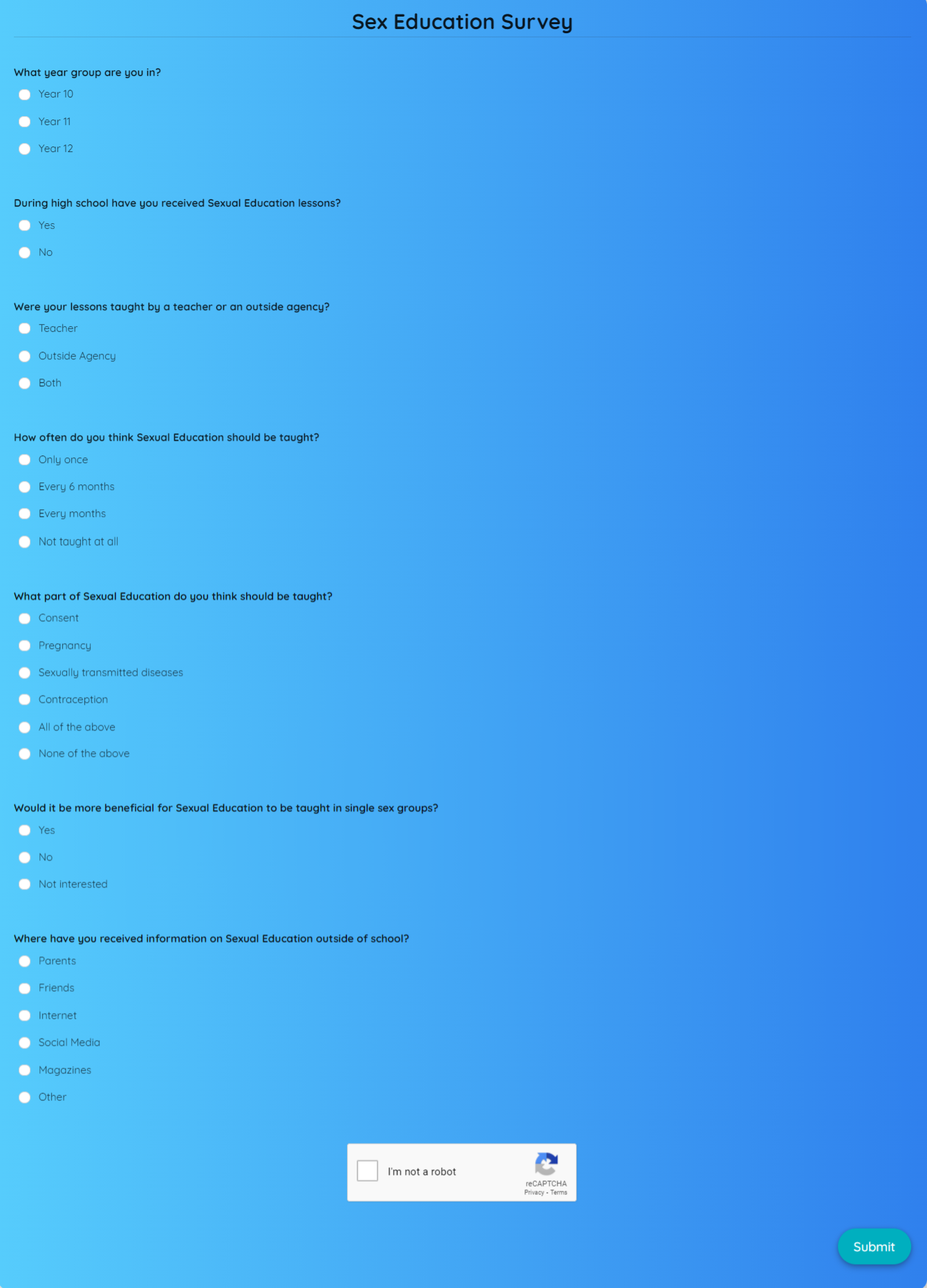 Sex Education Survey Template | Formplus