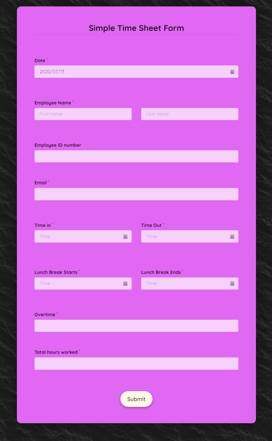 Simple Timesheet Template template