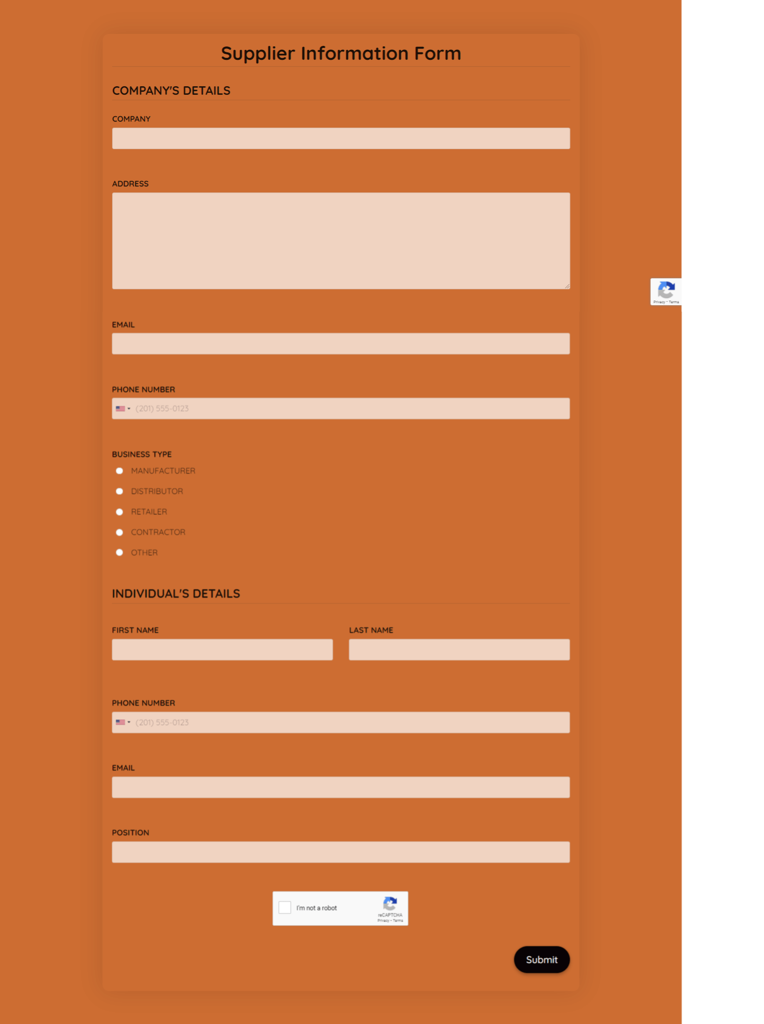 Free Supplier Information Form Template template