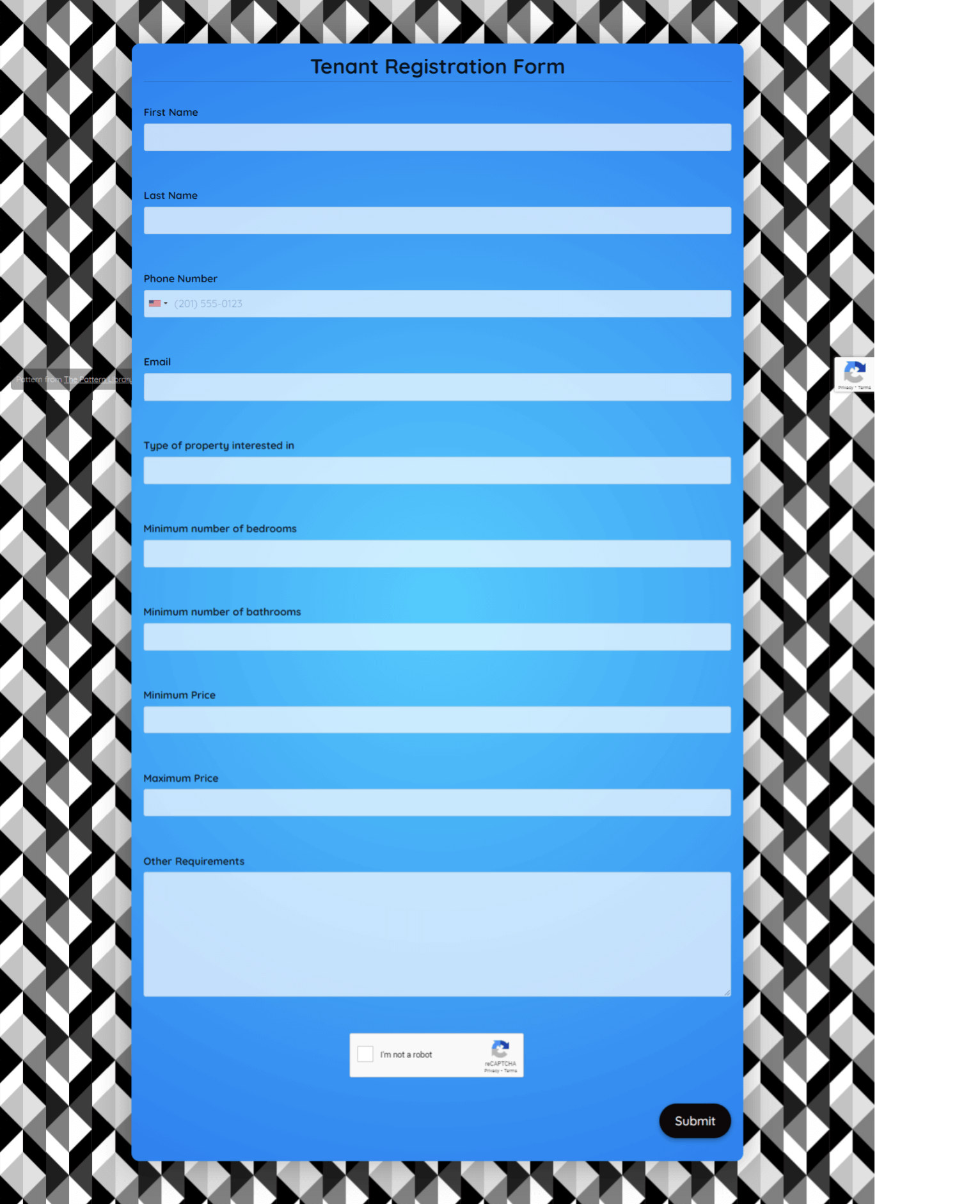 Tenant Registration Form Template template