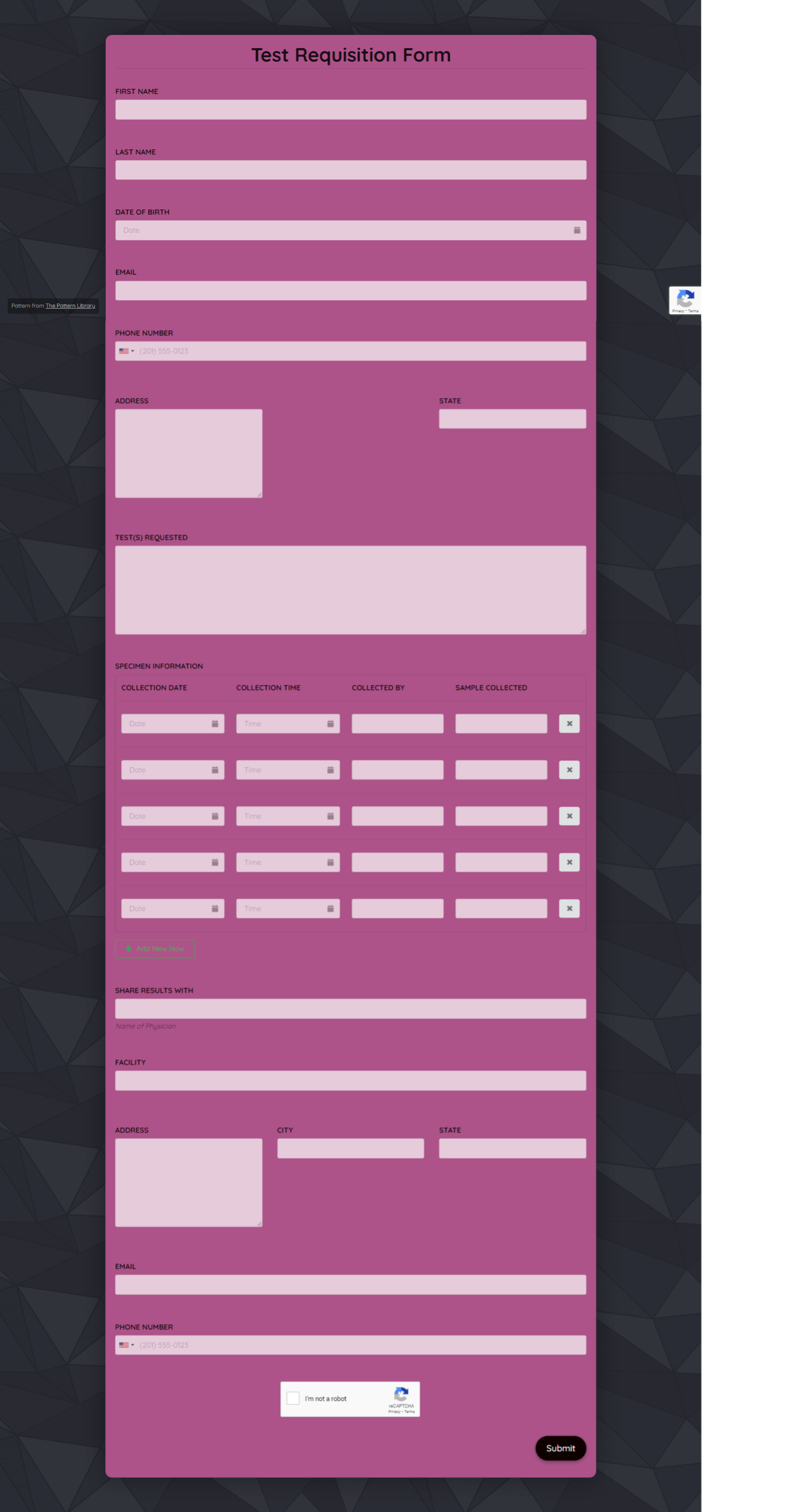 Test Requisition Form Template template