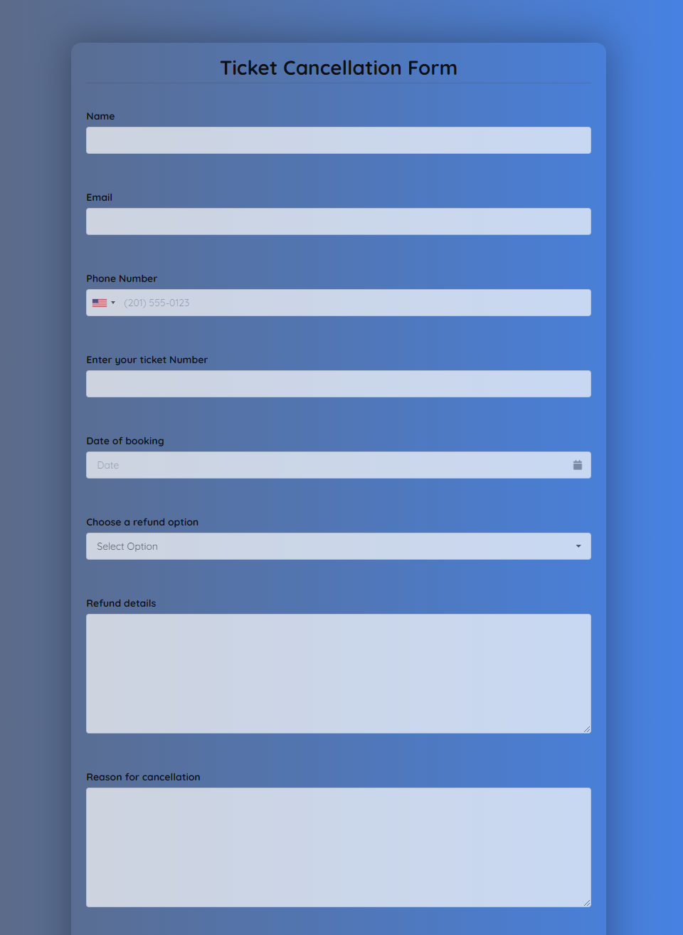 Ticket Cancellation Form Template template