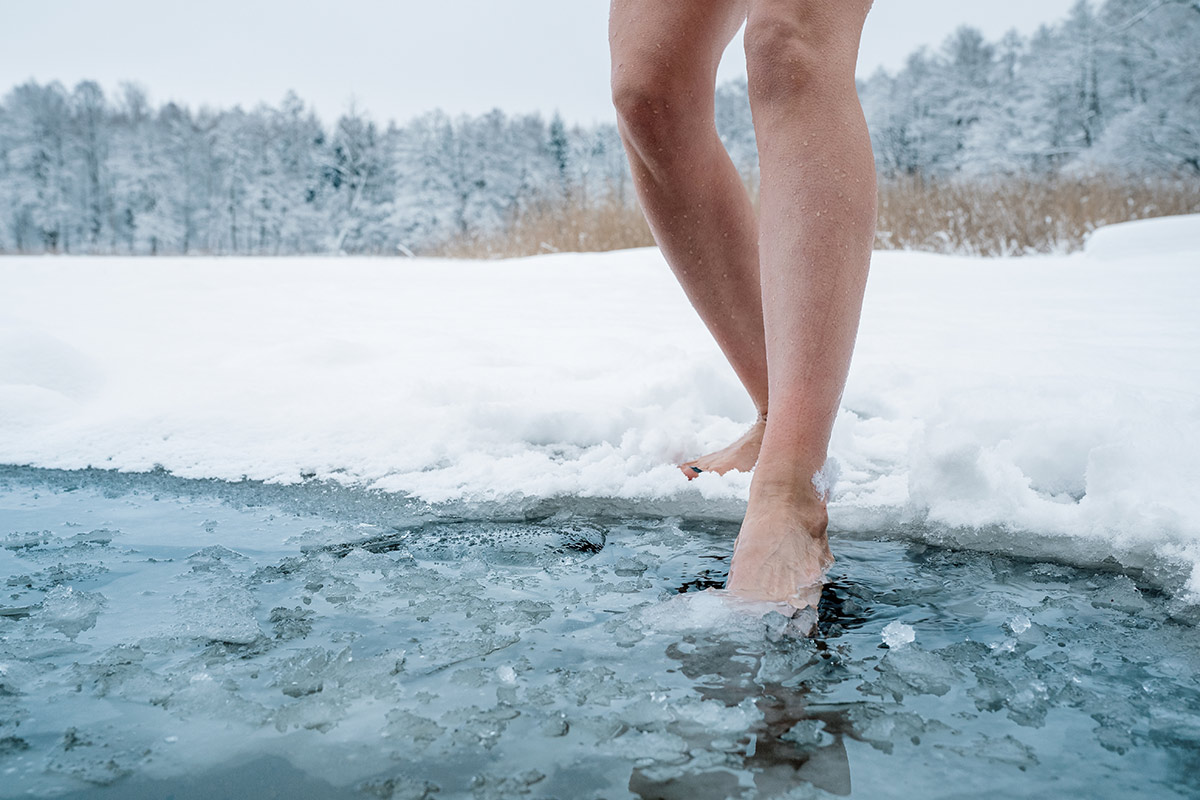 Cold water plunge in winter
