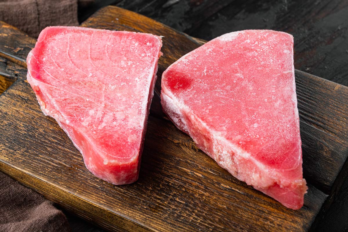 Frozen tuna steaks