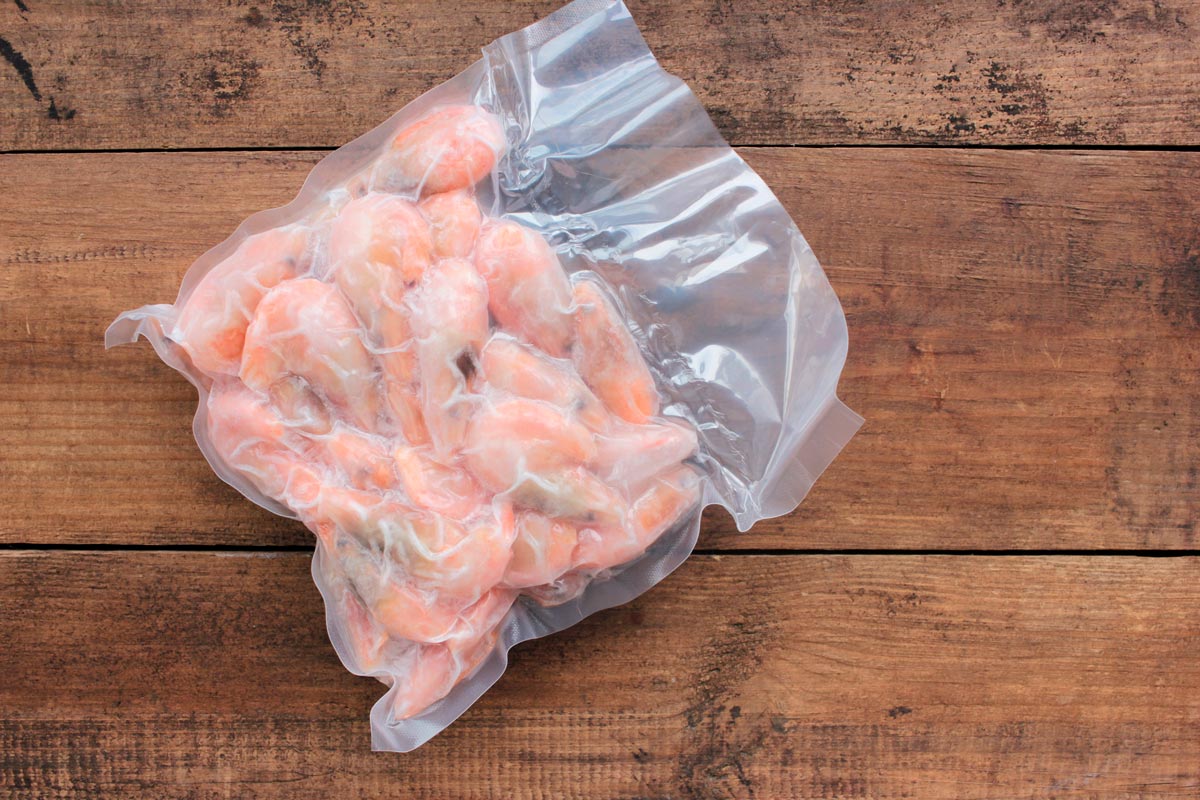 Flash-frozen shrimp