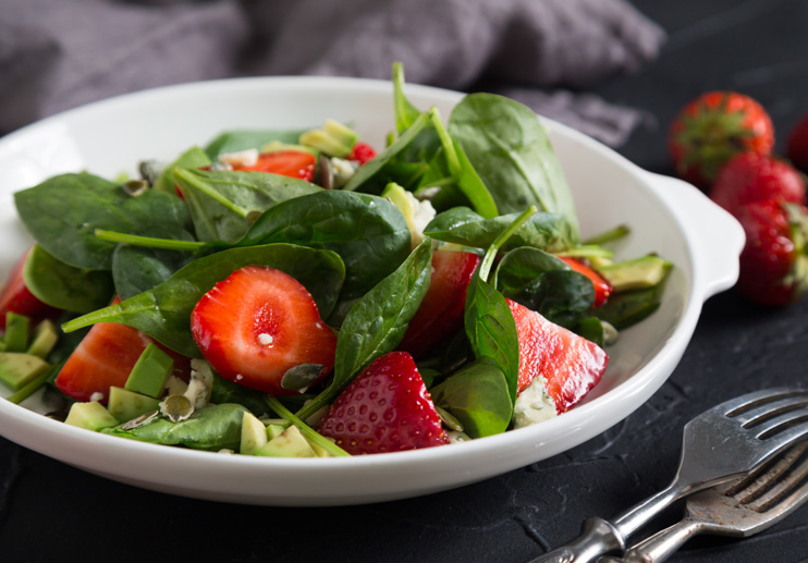 Spinach and Strawberry Salad with Bacon - Fresh-Pressed Olive Oil