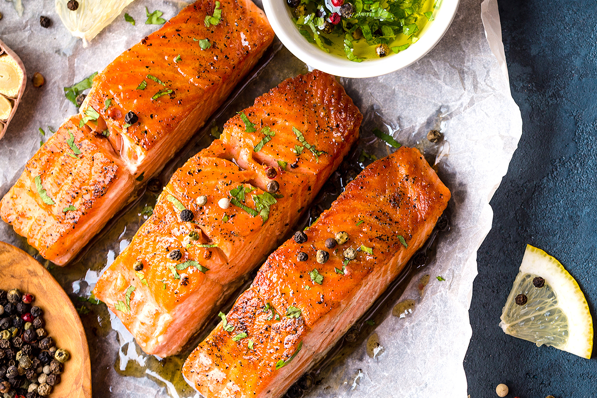 Crispy-Skinned Salmon with Herb Sauce