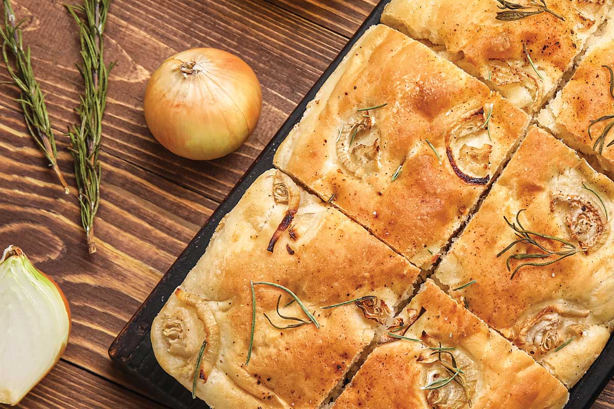 Focaccia Bread with Rosemary and Onions