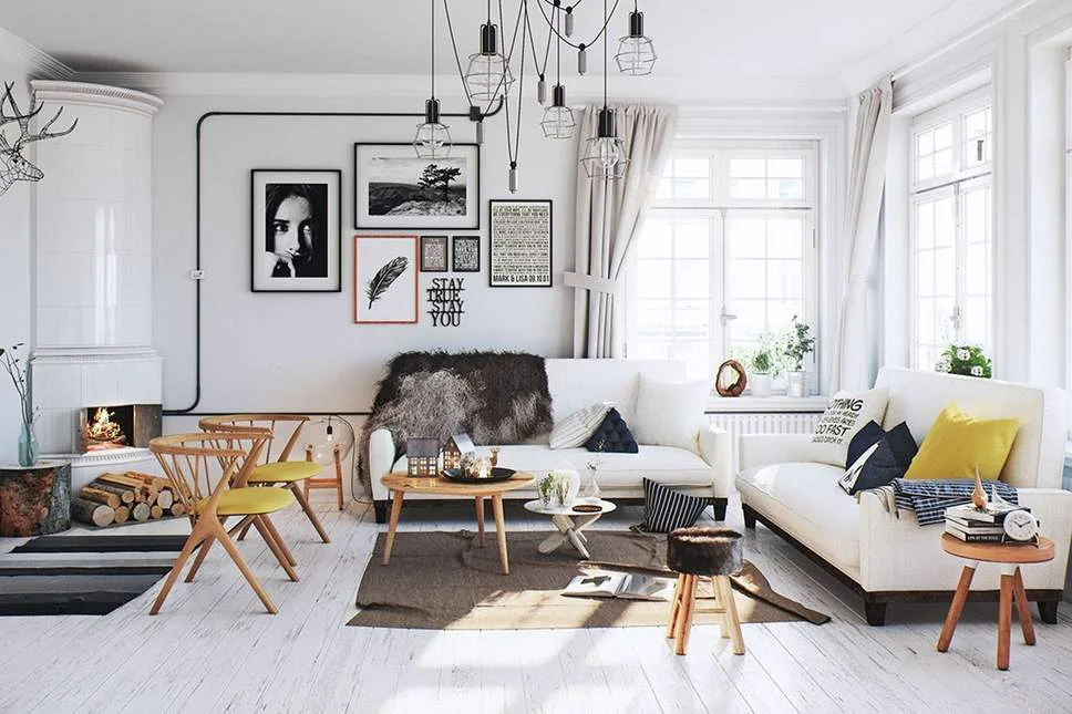 Sala com tons de madeira