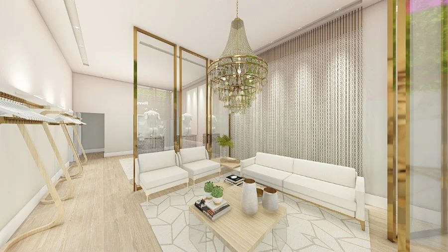 Projeto de show room de loja de lingerie feito pelo Studio ODD Design, de Maringá