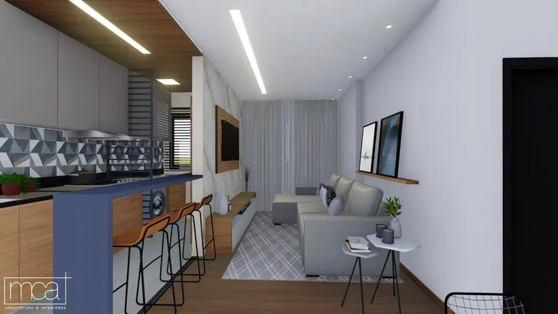 projeto de arquitetura de sala e cozinha integradas