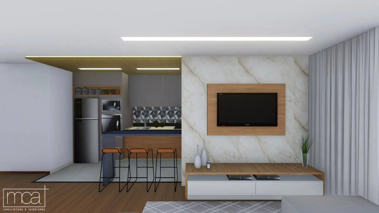 Sala e cozinha integradas