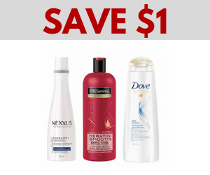 Save $1 on Dove, TRESemme, or Nexxus Hair Care