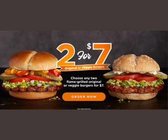 2 Harvey’s Original Burgers for $7!