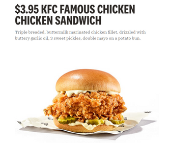 $3.95 Chicken Chicken Sandwich at KFC