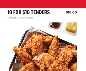 $10.00 for 10 Original Recipe Tenders at KFC