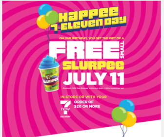 Free Small Slurpee at 7 Eleven