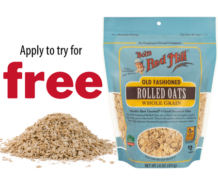 Apply To Try Free Bob’s Red Mill Old Fashioned Rolled Oats