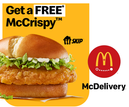 FREE McDonald’s McCrispy on McDelivery