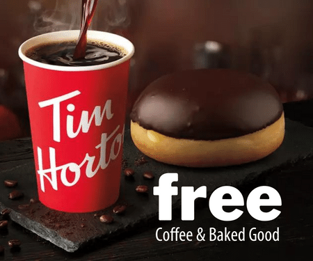 Free Coffee & Baked Good From Tim Hortons