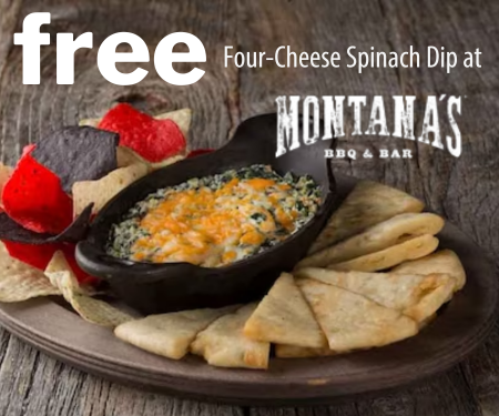 Get a FREE Four-Cheese Spinach Dip at Montana’s