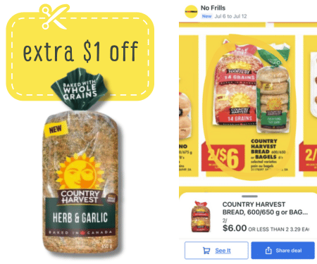 Coupon for $1 Off Country Harvest Herb & Garlic Loaf