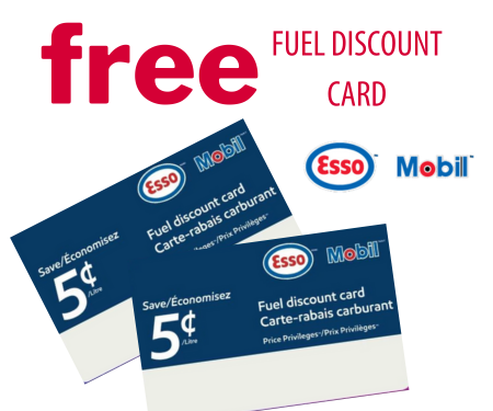 Esso Mobil Free Fuel Discount Card Canada