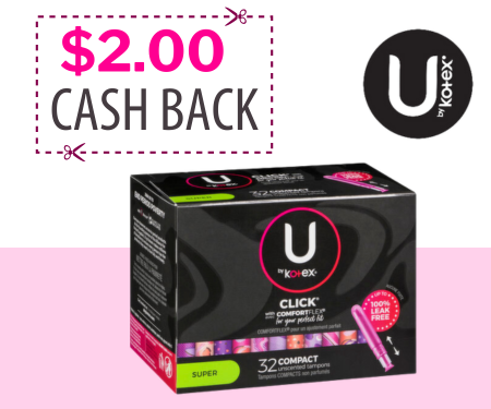 U by Kotex Click Tampons – $2 Cashback