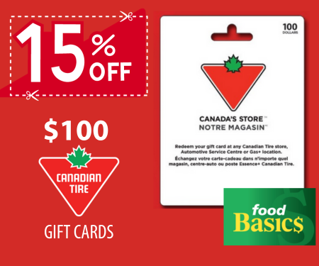 Get 15% Off Canadian Tire Gift Cards