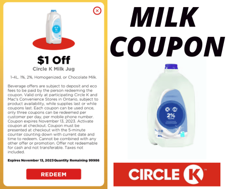 $1 Off Milk at Circle K