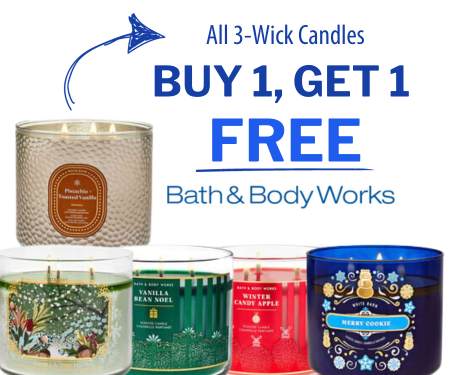 Buy 1, Get 1 Free 3-Wick Candles at Bath & Body Works