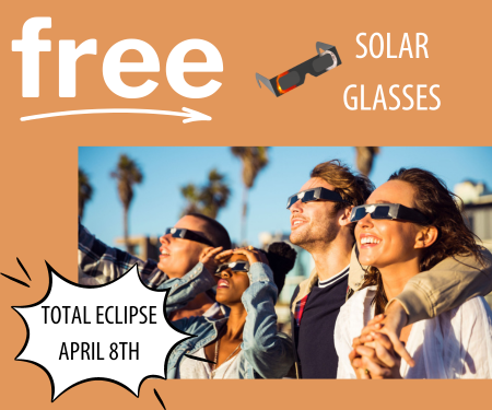 Free Solar Glasses for the Total Eclipse on April 8th
