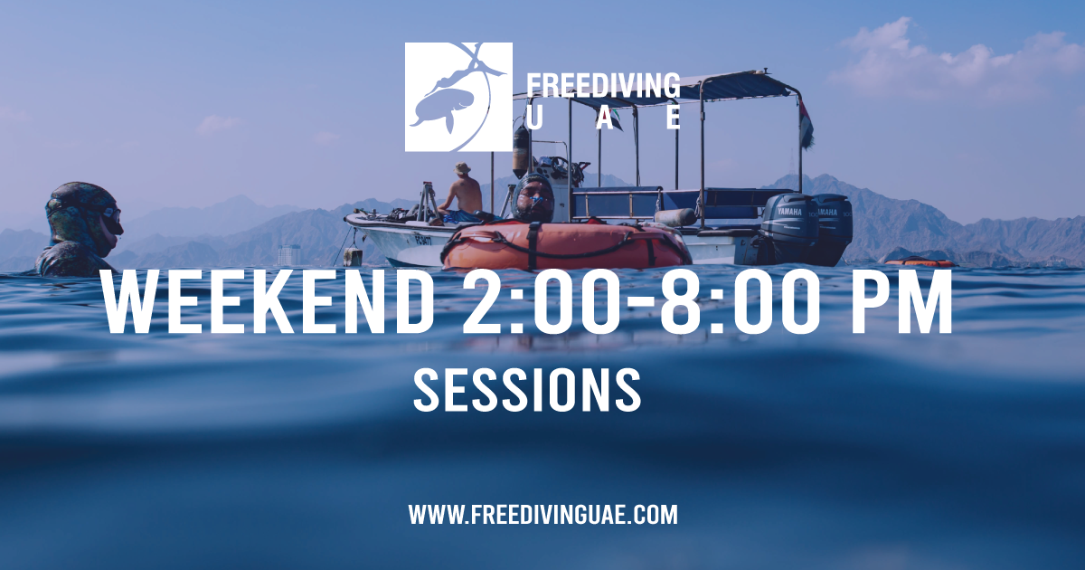 Weekend 2:00 – 8:00 PM Sessions - Freediving in United Arab Emirates. Courses, Certificates and Equipment