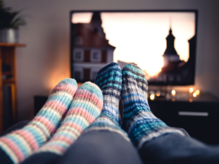 Socks on watching tv